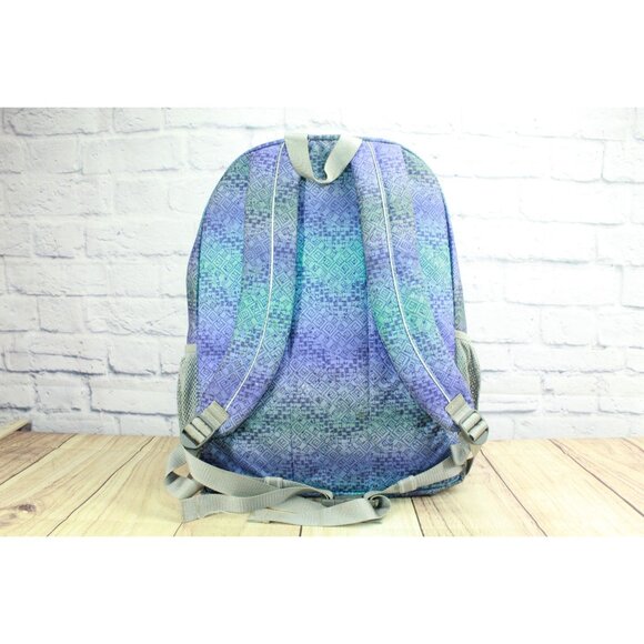 LL Bean Kids Deluxe Book Pack 37L Weatherproof Periwinkle Sky Chevron Backpack - Picture 3 of 12